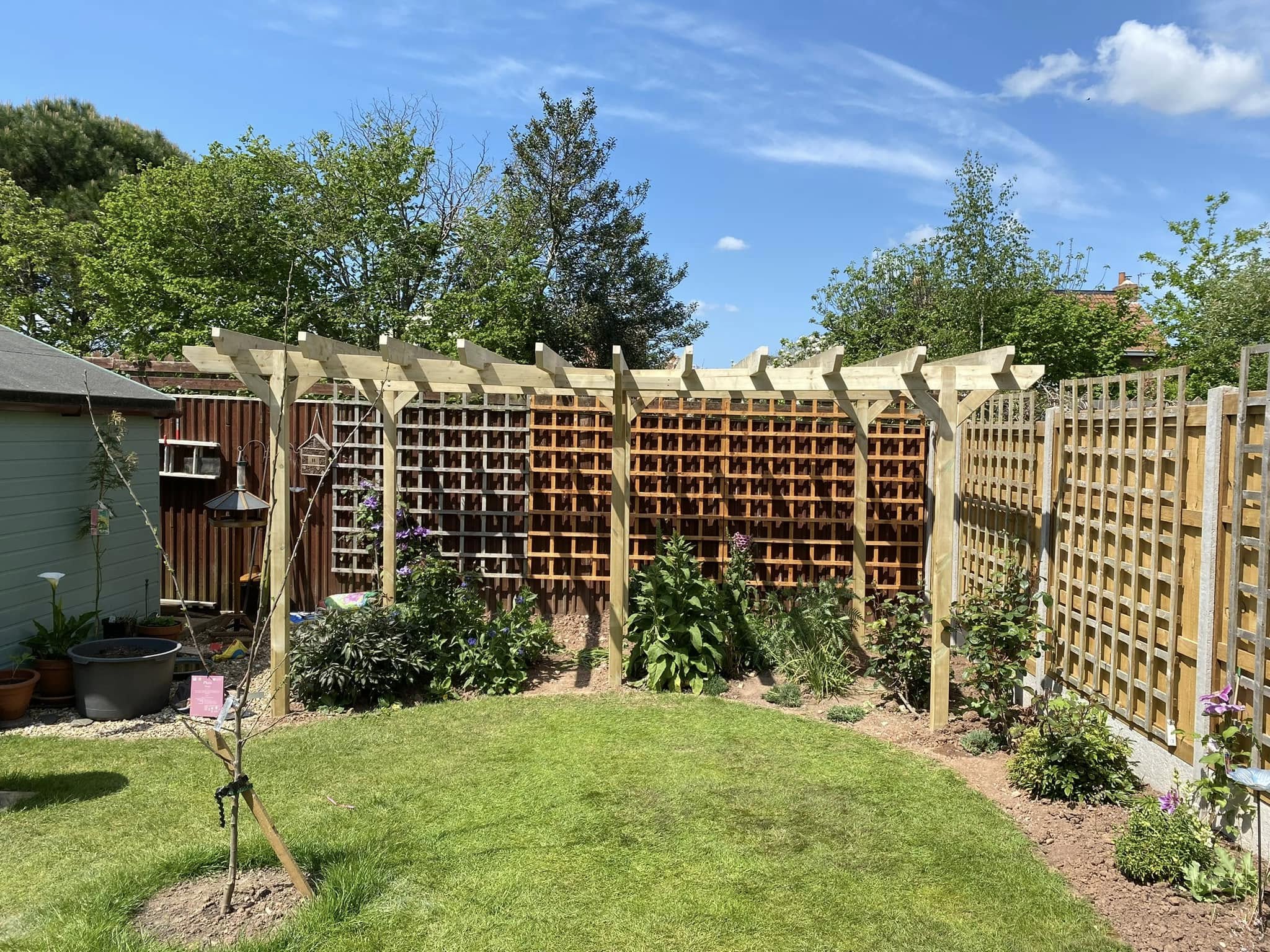 Completed timber garden pergola